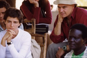Margherita d'Amico, Luca Zingaretti e Giulio Cederna a Gulu nel gennaio 2003 - copyright Alberto Novelli